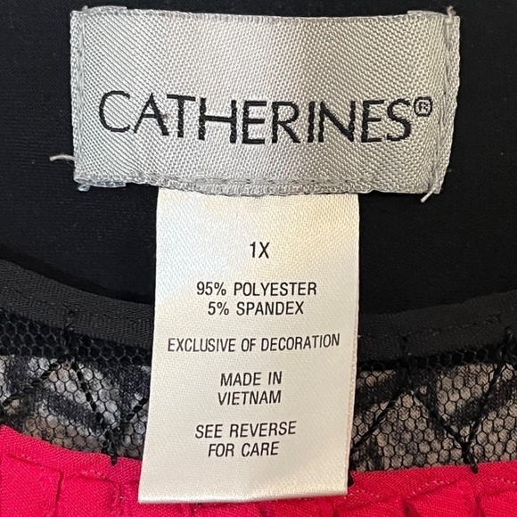 Catherines Dress 1X Pink Floral Shift Retro Artsy Striped Neutral Sheath Boho - Picture 2 of 11